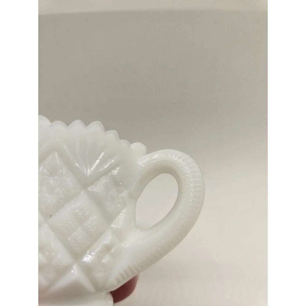 Milk Glass Westmoreland Creamer and Sugar‎ Bowl Old Quilt Pattern